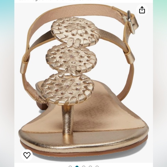 Jack Rodger’s Wedge Sandal T Strap Gold - Picture 2 of 8